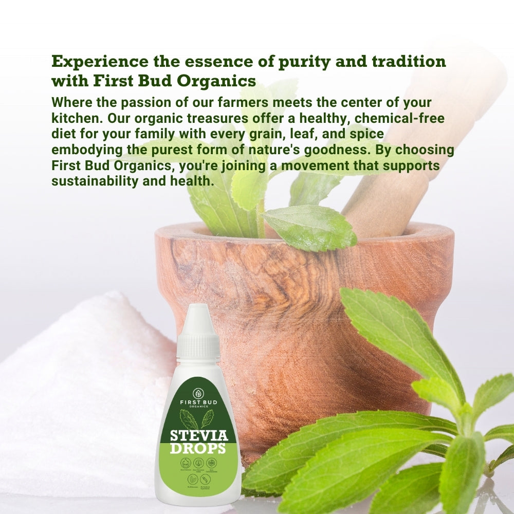 first bud stevia drops organic sweetener zero calorie sugar substitute natural stevia extract healthy sugar alternative chemical free sweetener clean eating lifestyle