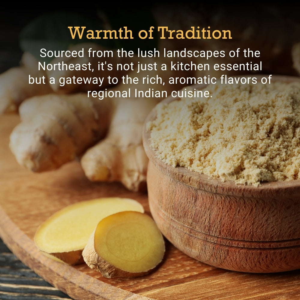 dry ginger powder organic indian spice traditional ayurvedic ingredient high gingerol natural immunity booster aromatic cooking spice northeast sourced healthy kitchen essential
