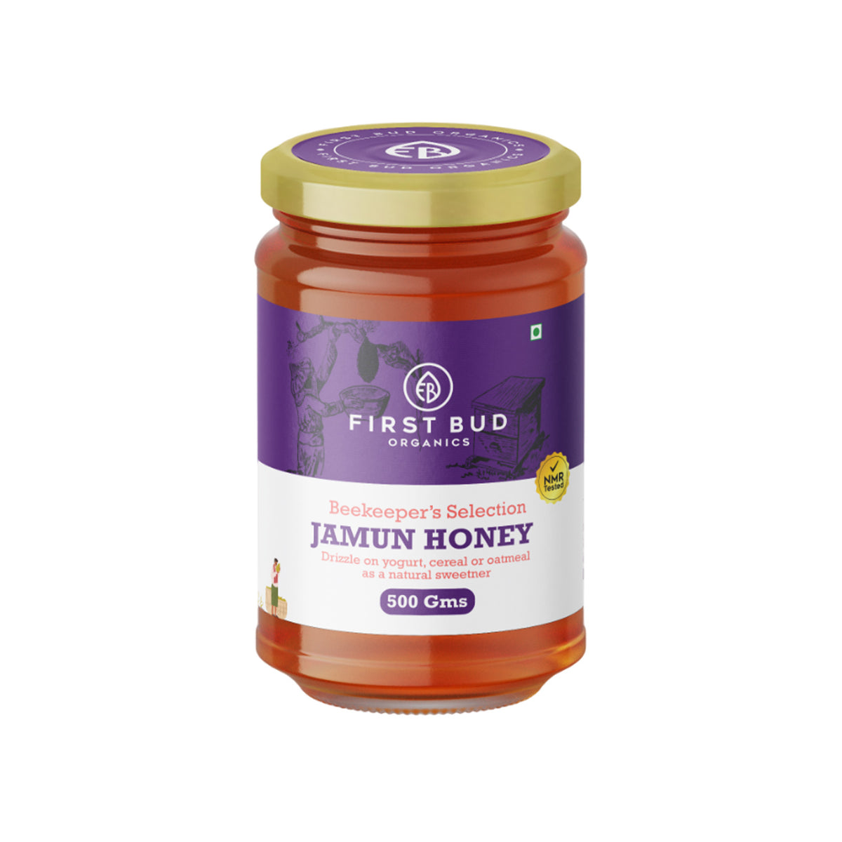 jamun honey 500g, First Bud jamun honey, beekeeper’s selection honey India, pure jamun honey India, raw natural honey 500g, premium organic honey India, unprocessed jamun honey, chemical free honey jar, natural sweetener honey India, antioxidant rich honey jamun, immunity boosting natural honey, forest sourced jamun honey, authentic organic honey brand, healthy sugar alternative honey, NMR tested honey India, pure honey for daily use, artisanal honey jar India, high quality natural honey, sustainable beekee