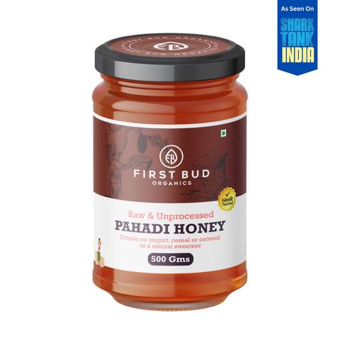 First Bud Organics Pahadi Honey 500 gms | Raw & Unprocessed Himalayan Honey