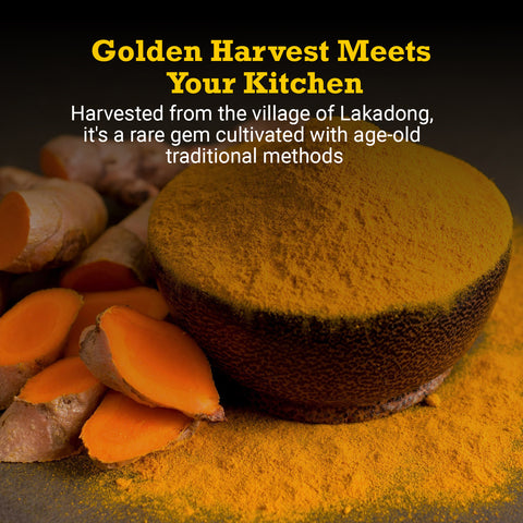 lakadong turmeric India, premium turmeric powder Lakadong, organic turmeric Meghalaya, high curcumin turmeric Lakadong, traditional turmeric farming India, farm to kitchen turmeric, authentic Indian spices organic, turmeric sourced from farmers, natural turmeric powder India, heritage farming turmeric, pure turmeric powder benefits, sustainably sourced spices India, turmeric cultivation India, chemical free turmeric powder, farm fresh turmeric India, artisanal spice products India, turmeric from Meghalaya h