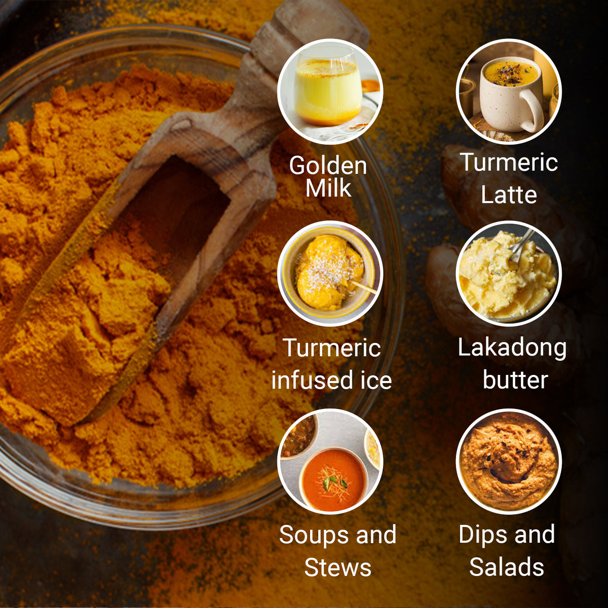 lakadong turmeric uses, turmeric powder benefits, organic turmeric powder India, how to use turmeric in food, golden milk recipe turmeric, turmeric latte recipe, turmeric infused recipes, turmeric for immunity, high curcumin turmeric, turmeric for health benefits, turmeric in soups and stews, turmeric dips and spreads, turmeric butter recipe, lakadong turmeric powder uses, natural anti-inflammatory foods, superfood turmeric India, turmeric recipes healthy, daily turmeric consumption, Indian spices health be