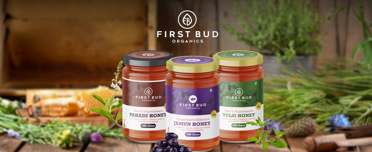 First Bud Organics Pahadi Honey 500 gms | Raw & Unprocessed Himalayan Honey