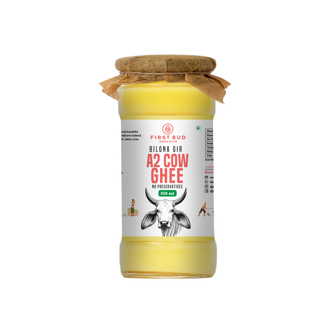 First Bud A2 Gir cow bilona ghee 250ml jar front