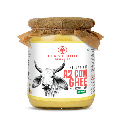 First Bud Bilona Gir A2 cow ghee 500ml jar front
